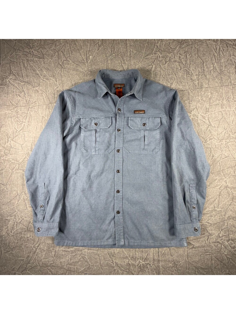 Patagonia Farrier Relaxed Button Up Cotton Mens M Blue Shirt